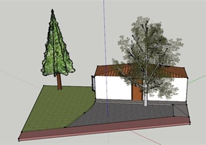 某现代住宅小屋景观设计SU(草图大师)模型