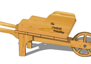 园林景观小品木质小推车设计SU(草图大师)模型