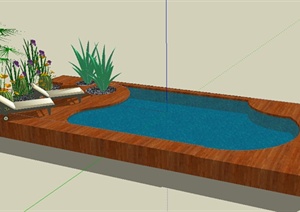 某别墅庭院泳池景观SU(草图大师)模型