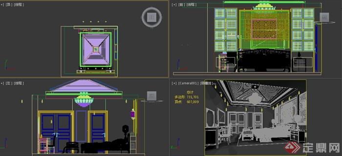 某中式住宅卧室室内装修3DMAX模型(2)