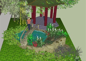 某一庭院园林景观设计SU(草图大师)模型
