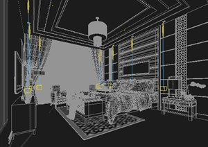 某住宅中式卧室室内装修3DMAX模型