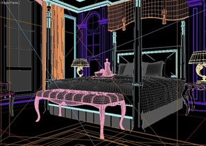 某现代别墅空间卧室装修设计3DMAX模型