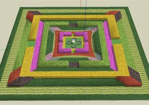 某大型花池喷泉景观设计SU(草图大师)模型