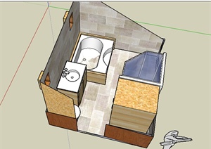 某室内住宅空间洗手间设计SU(草图大师)模型