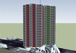 某居住高层建筑设计SU(草图大师)模型素材