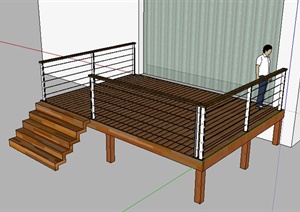 某室外木平台设计SU(草图大师)模型素材