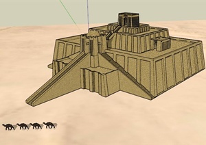某古典金字塔建筑设计SU(草图大师)模型