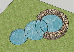 某现代环形水池设计SU(草图大师)模型