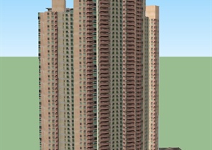 某现代高层住宅居住建筑设计SU(草图大师)模型