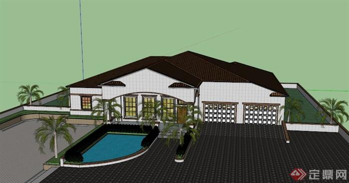 某东南亚私家别墅建筑设计SU模型(1)