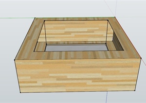 某现代正方形木制花池设计SU(草图大师)模型