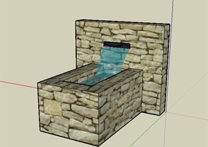 某园林景观石砌水池景观SU(草图大师)模型