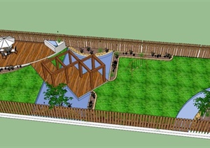 某现代庭院景观规划设计SU(草图大师)模型