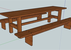 某木制桌凳组合SU(草图大师)模型