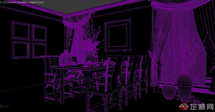 某新中式别墅空间餐厅装修3DMAX模型(1)