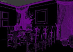 某新中式别墅空间餐厅装修3DMAX模型