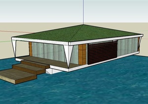 某水上单层别墅建筑设计SU(草图大师)模型