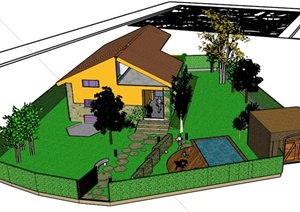 某私家小屋庭院景观设计SU(草图大师)模型