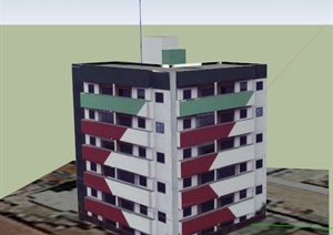 某现代六层小区住宅建筑设计SU(草图大师)模型