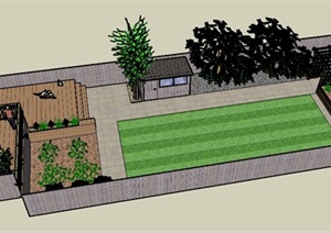 某建筑外庭院小花园景观设计SU(草图大师)模型