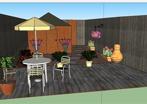 某室外庭院后院花园SU(草图大师)模型素材