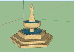 某室外欧式水景喷泉设计SU(草图大师)模型