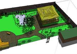 某花园庭院景观设计SU(草图大师)精细模型