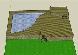 某水池平台景观设计SU(草图大师)模型