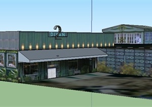 某现代商业餐厅建筑设计SU(草图大师)模型