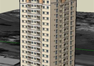 某高层住宅楼建筑设计SU(草图大师)贴图模型