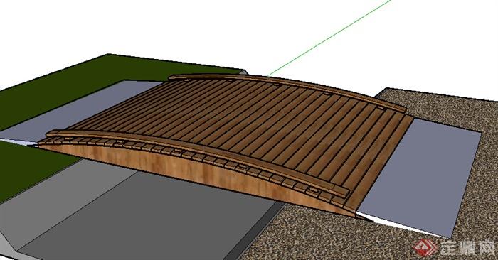 某木质园桥设计SU模型素材(1)