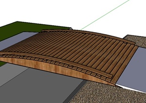 某木质园桥设计SU(草图大师)模型素材