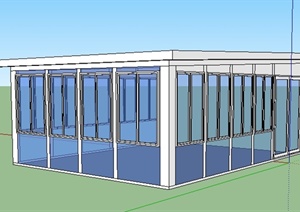 某现代单层玻璃阳光房建筑设计SU(草图大师)模型