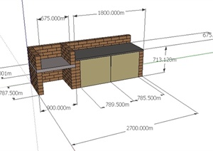 某户外厨房砖砌灶台SU(草图大师)模型