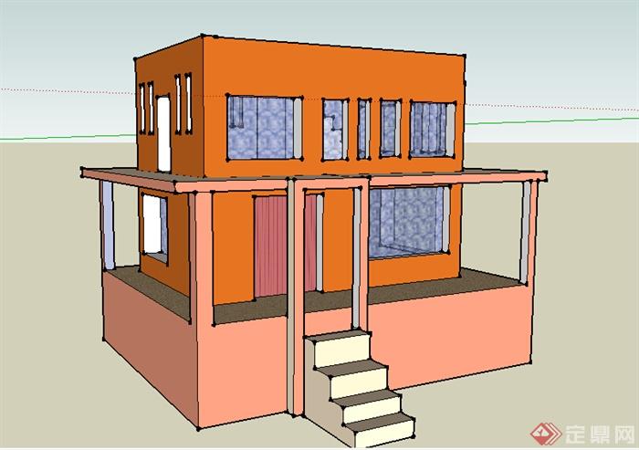 某小型居住别墅设计SU模型素材(1)