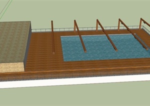 某现代大型游泳馆建筑设计SU(草图大师)模型