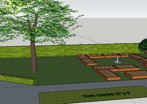 某室外庭院小花园设计SU(草图大师)模型