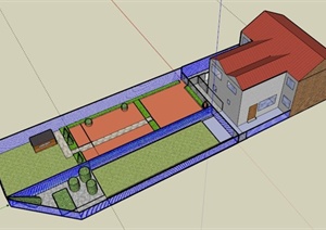 某欧式公寓住宅庭院景观设计SU(草图大师)模型