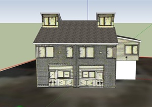 某欧式两层组合住宅建筑设计SU(草图大师)模型