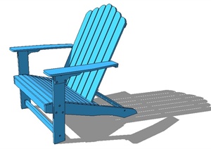 一把蓝色木制靠椅SU(草图大师)模型