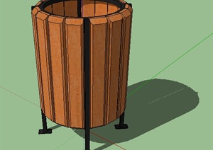 某园林景观木制垃圾桶SU(草图大师)模型