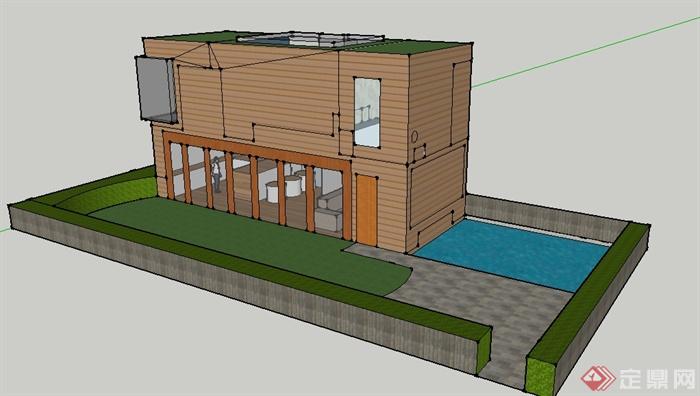 某二层小住宅居住建筑设计SU模型(1)