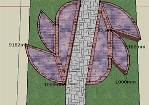 某园林花瓣状砖砌水池SU(草图大师)模型