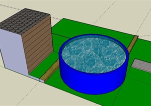 某花园水池景观设计SU(草图大师)模型