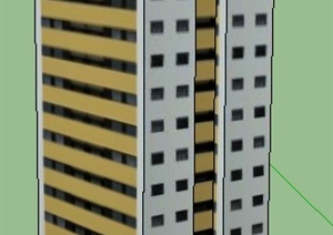一栋高层住宅居住建筑设计SU(草图大师)模型