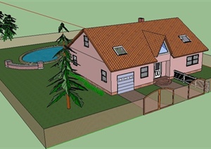 某现代风格花园洋房住宅建筑设计SU(草图大师)模型