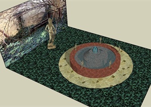 某雕塑喷泉景观设计SU(草图大师)模型