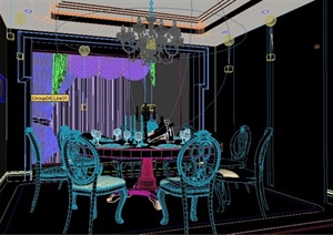 某现代简约风格住宅空间餐厅3DMAX模型