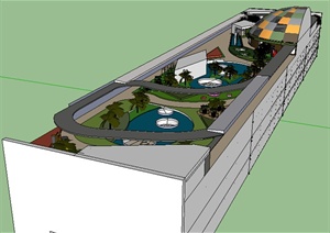 某现代住宅屋顶花园景观设计SU(草图大师)模型